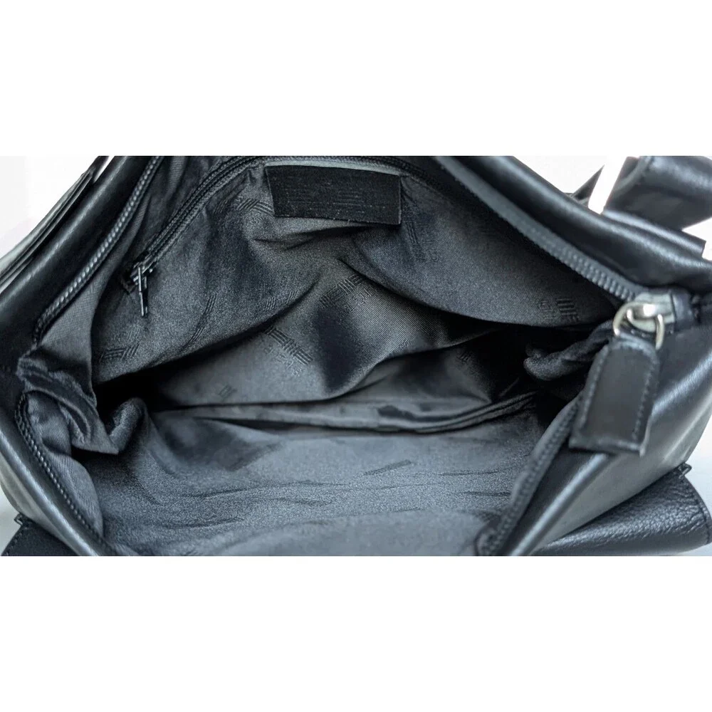 Vintage Sigrid Olsen Italy Black Leather Messenger Bag Crossbody Unisex